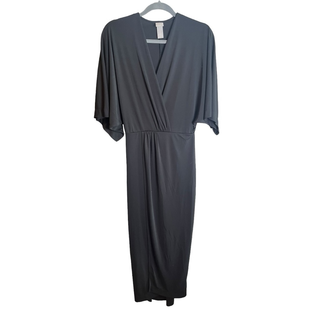 H&M black maxi faux wrap‎ dress sz S